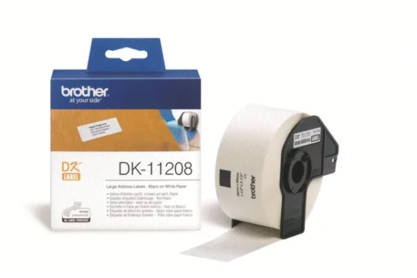 Brother Dk Labels 38x90 Black ON White 38mmx90mm