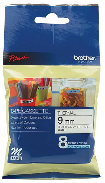 Brother Non-laminated Mk Tapes Black ON White 9mmx8m