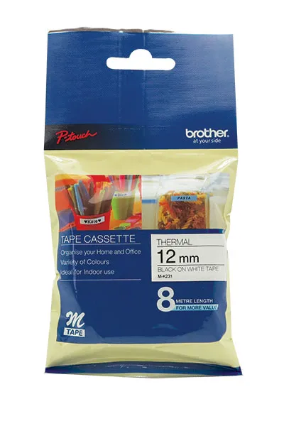 Brother Non-laminated Mk Tapes Black ON White 12mmx8m
