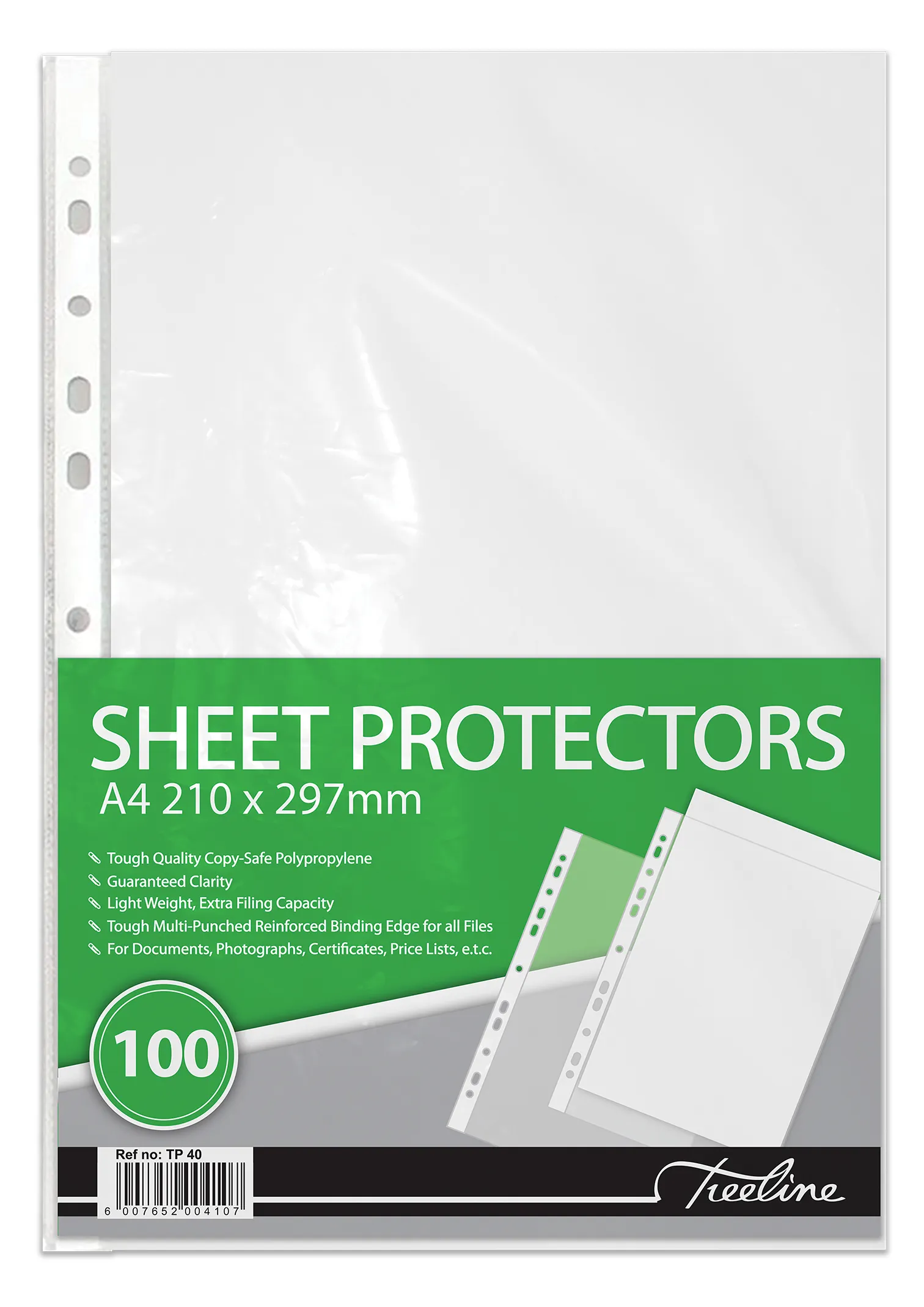 File Pocket Treeline 40Mic A4 100Pk - Image 1