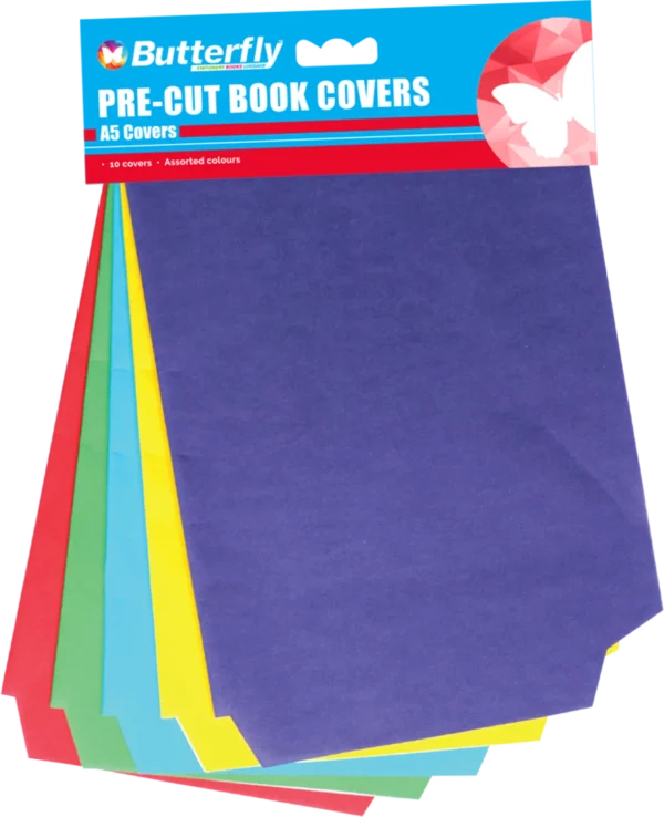 Butterfly 80gsm Pre-cut Paper Book Covers A5 Bright 10 Pack
