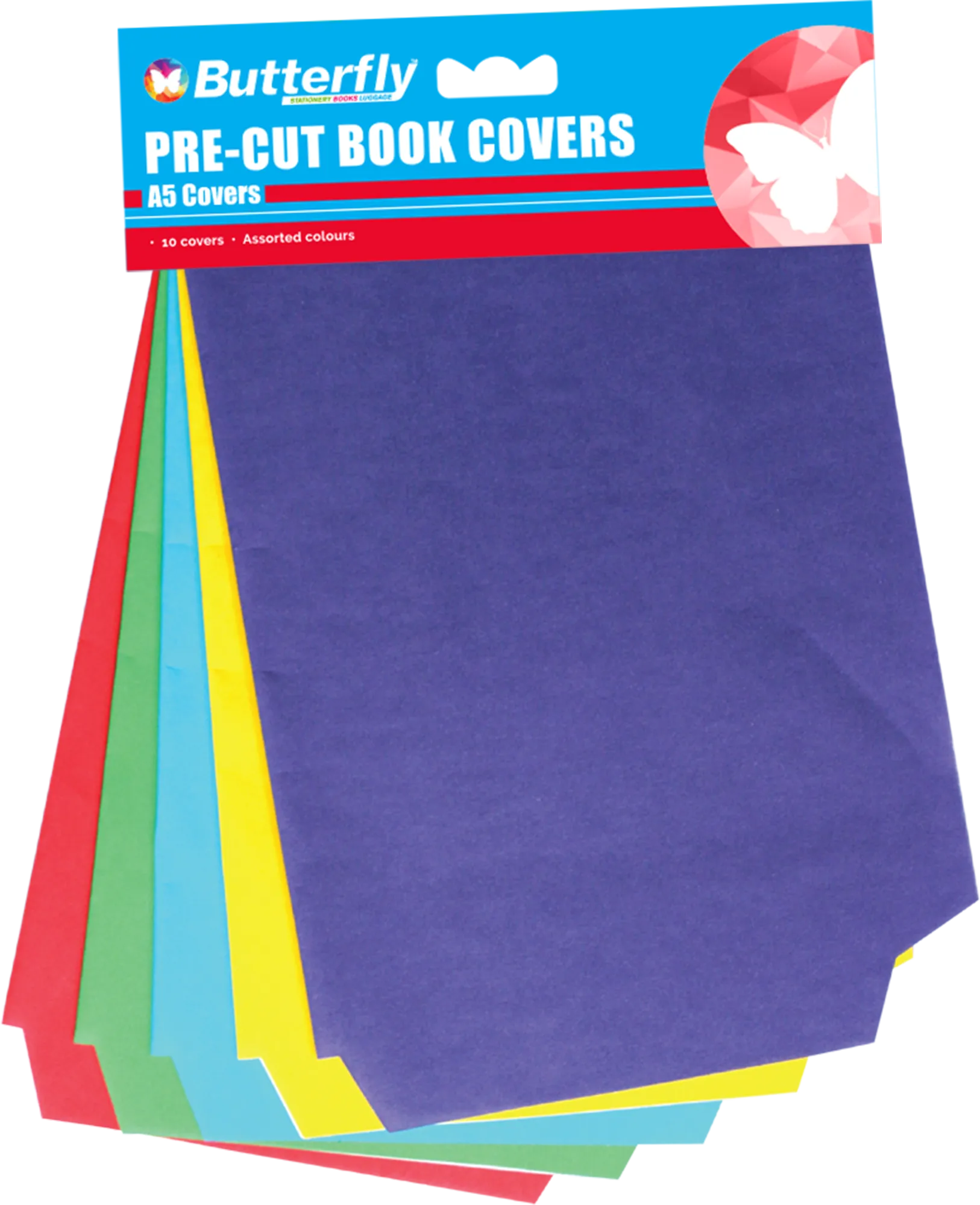 Butterfly 80gsm Pre-cut Paper Book Covers A5 Bright 10 Pack - Image 2