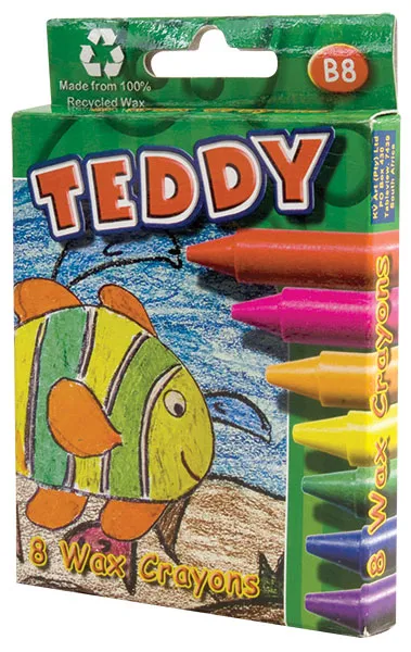 Teddy B8 and B70 Wax Crayons Assorted 8 Pack