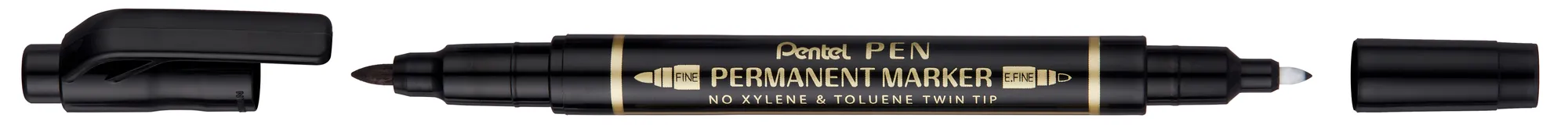 Pentel Permanent Twin Marker Black 1.2mm - Image 2