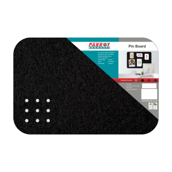 Parrot Adhesive Frameless Pin Boards 900x600mm Black