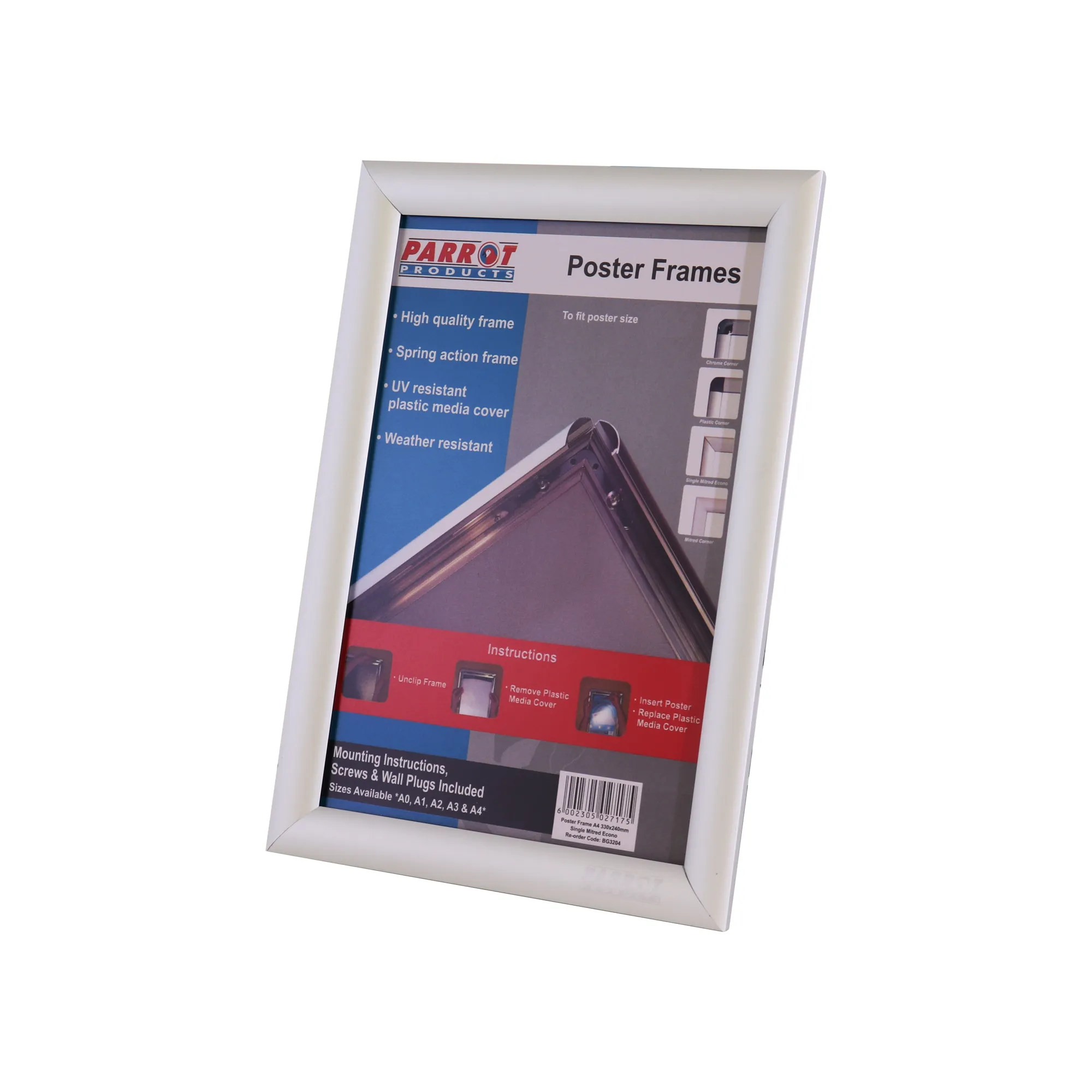 Parrot Mitred Corner Poster Frames and Hanging Systems A4 - Image 2