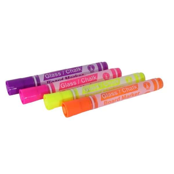 Parrot Glass/Chalk Board Markers Assorted Neon 4 Pack 4.0mm