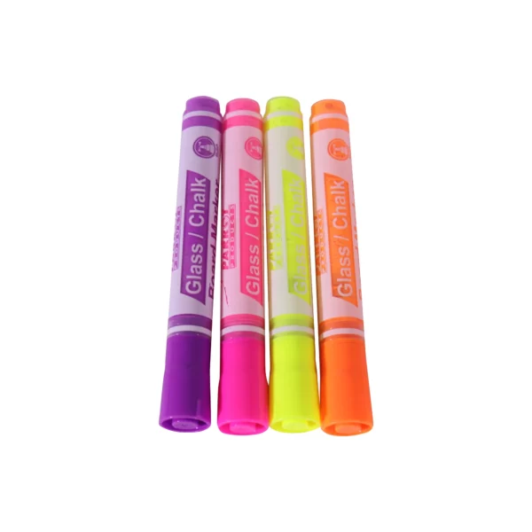 Parrot Glass/Chalk Board Markers Assorted Neon 4 Pack 4.0mm