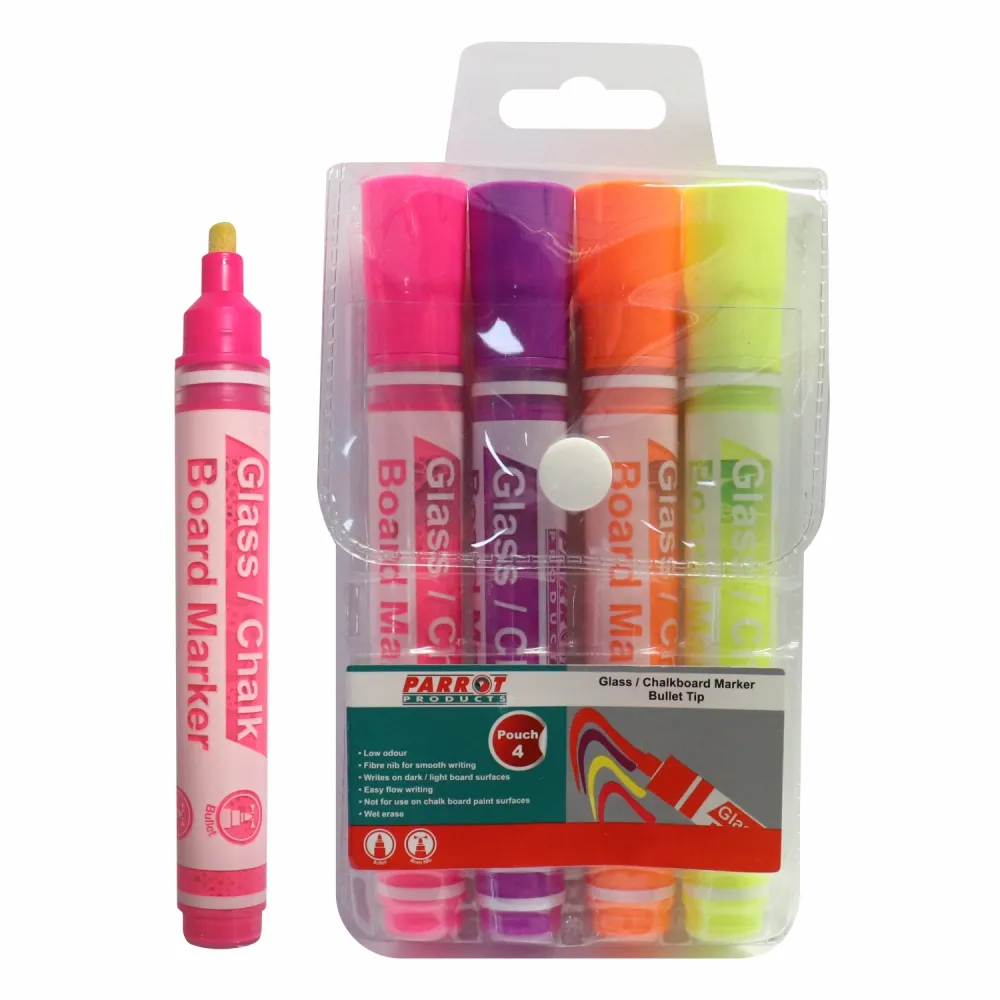 Parrot Glass/Chalk Board Markers Assorted Neon 4 Pack 4.0mm - Image 7