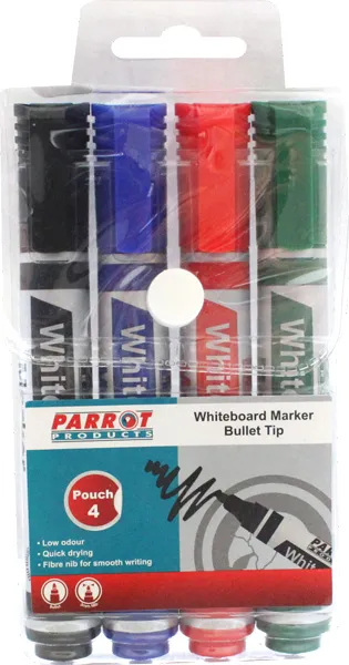 Parrot Whiteboard Markers Assorted 4 Pack 3mm