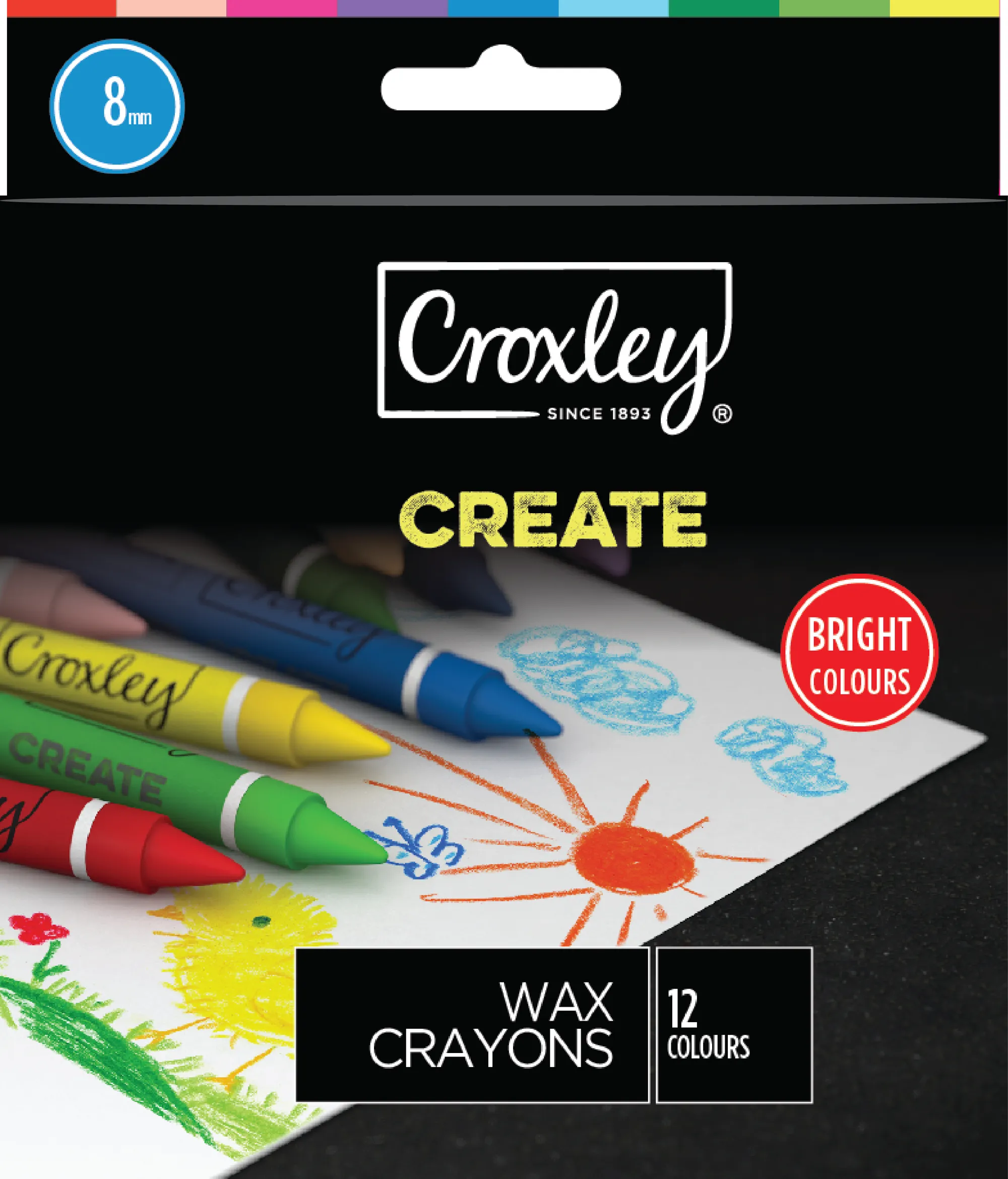 CROXLEY Croxley Create Wax Crayons 8mm Assorted 12 Pack - Image 1
