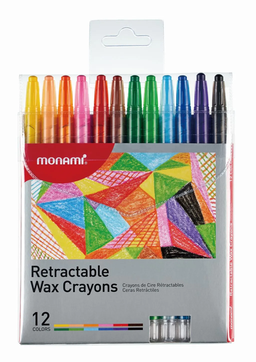 Monami Retractable Wax Crayons Assorted 12 Pack - Image 1