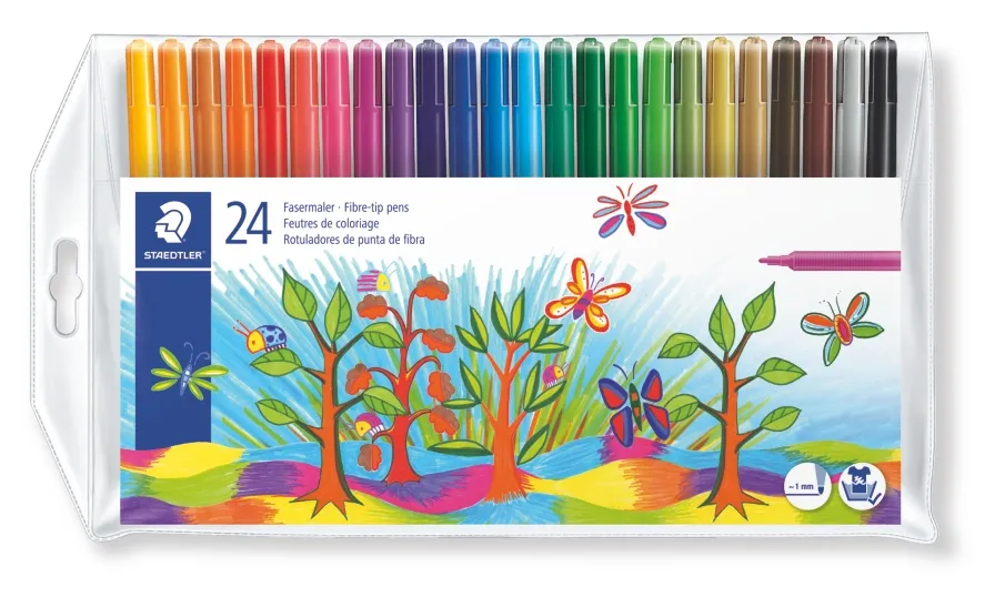 Staedtler Fibre Tip Pens Assorted 24 Pack - Image 1