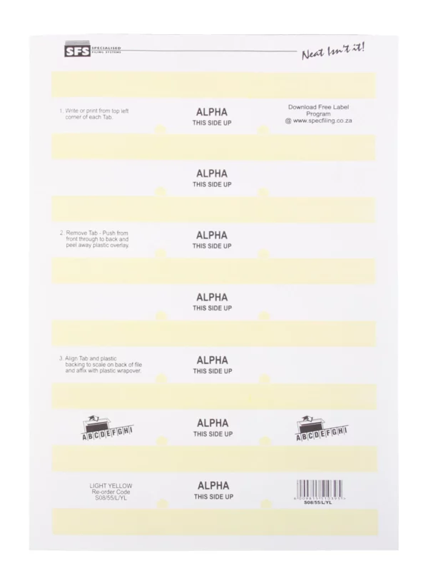 SFS Self-Adhesive Alpha Filing Tabs 55mm