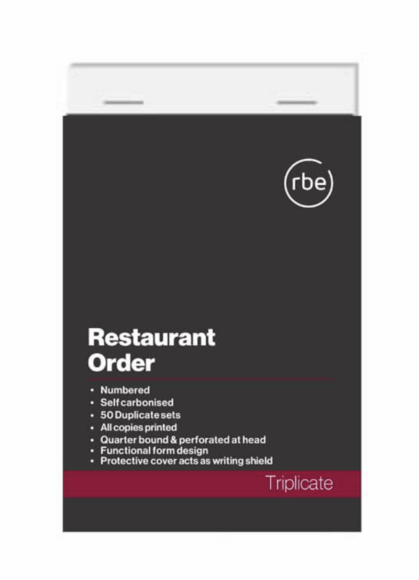 Book Triplicate RBE NCR Restaurant/Bar Order 148x95mm