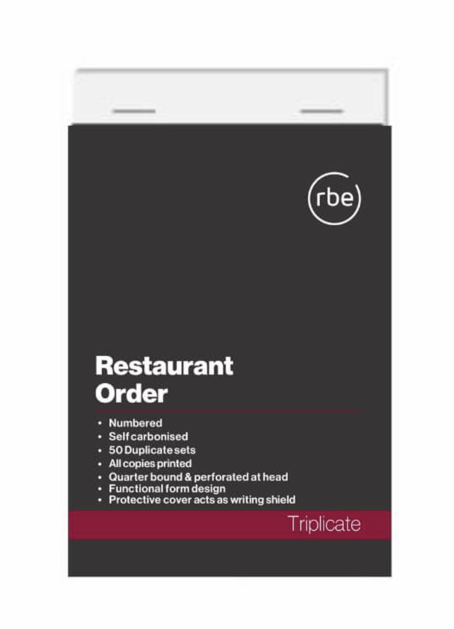 Book Triplicate RBE NCR Restaurant/Bar Order 148x95mm - Image 1