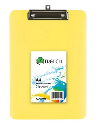 Trefoil A4 Transparent Clipboard - Yellow