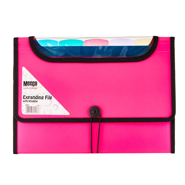 Meeco A4 Expanding Files With Window Pink