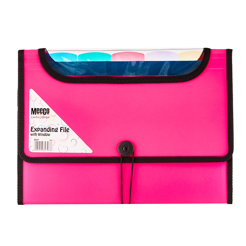 Meeco A4 Expanding Files With Window Pink - Image 1