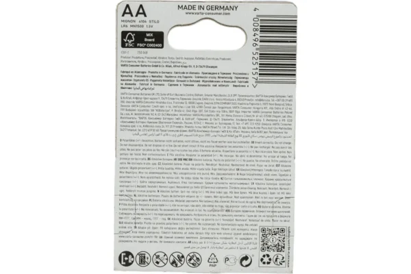 Varta Longlife Power AA Batteries LR06 1.5V (Pack of 4)