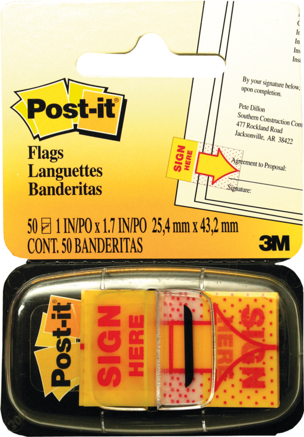 3M Post-it Printed Sign Here Flags 50 Pack