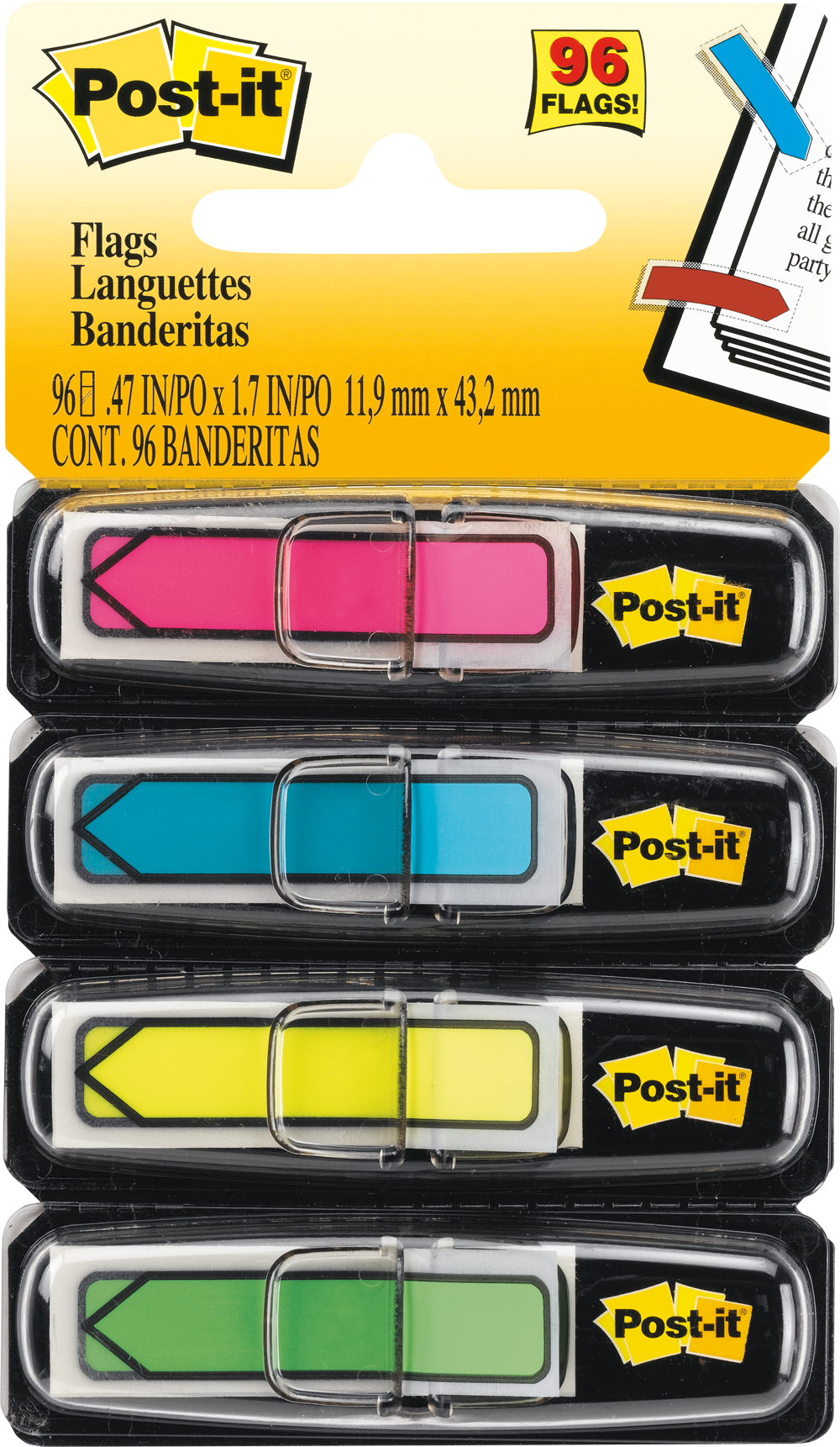 3M Post-it Mini Flags Assorted 4Pk 9mmx43.2mm 4Pack - Image 1