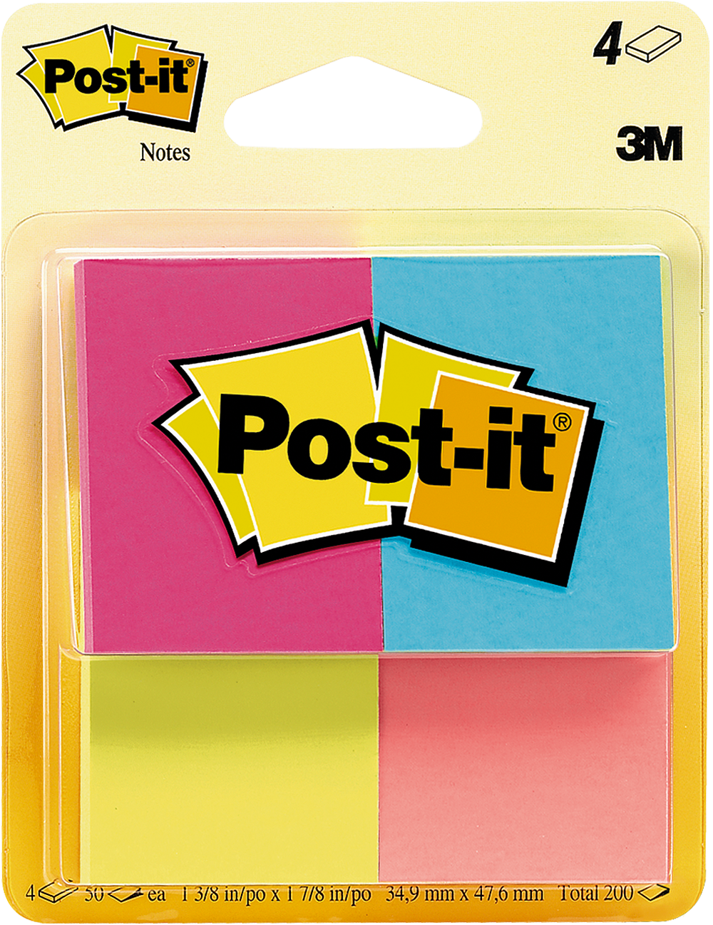 3M Post-it Notes Assorted 4Pk 38mmx50mm 4Pack - Image 1