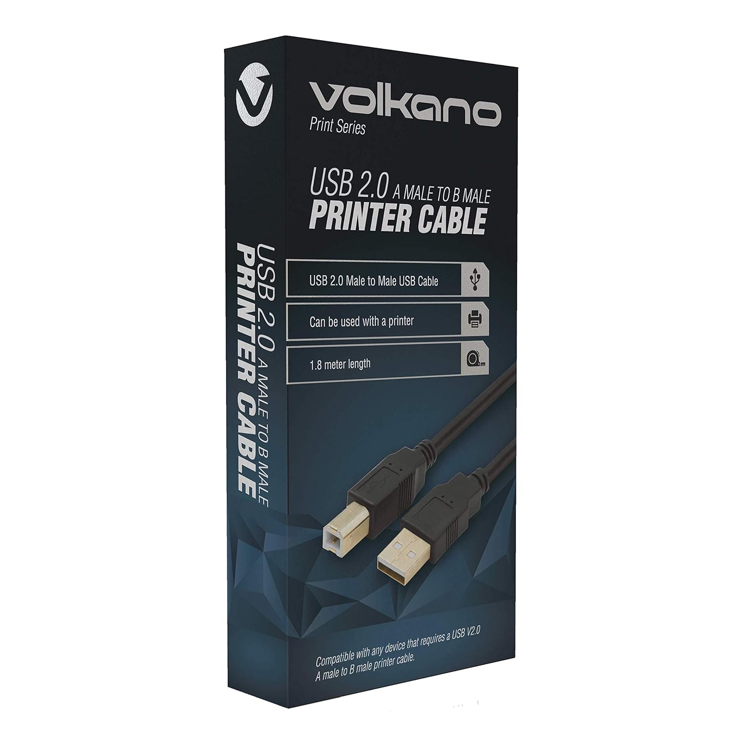 Volkano Print Series USB Printer Cable Black 1.8m - Image 3