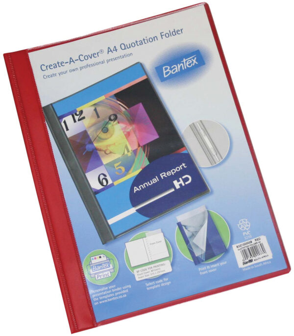Bantex Create-a-Cover Quotation Folder A4 Red