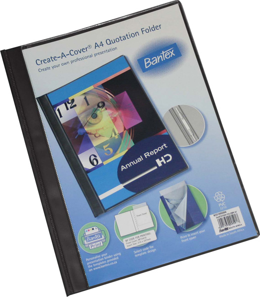 Bantex Create-a-Cover Quotation Folder A4 Black