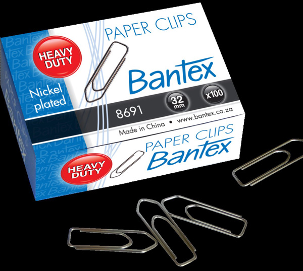 Bantex Paper Clips Nickel 50 Pack 50mm