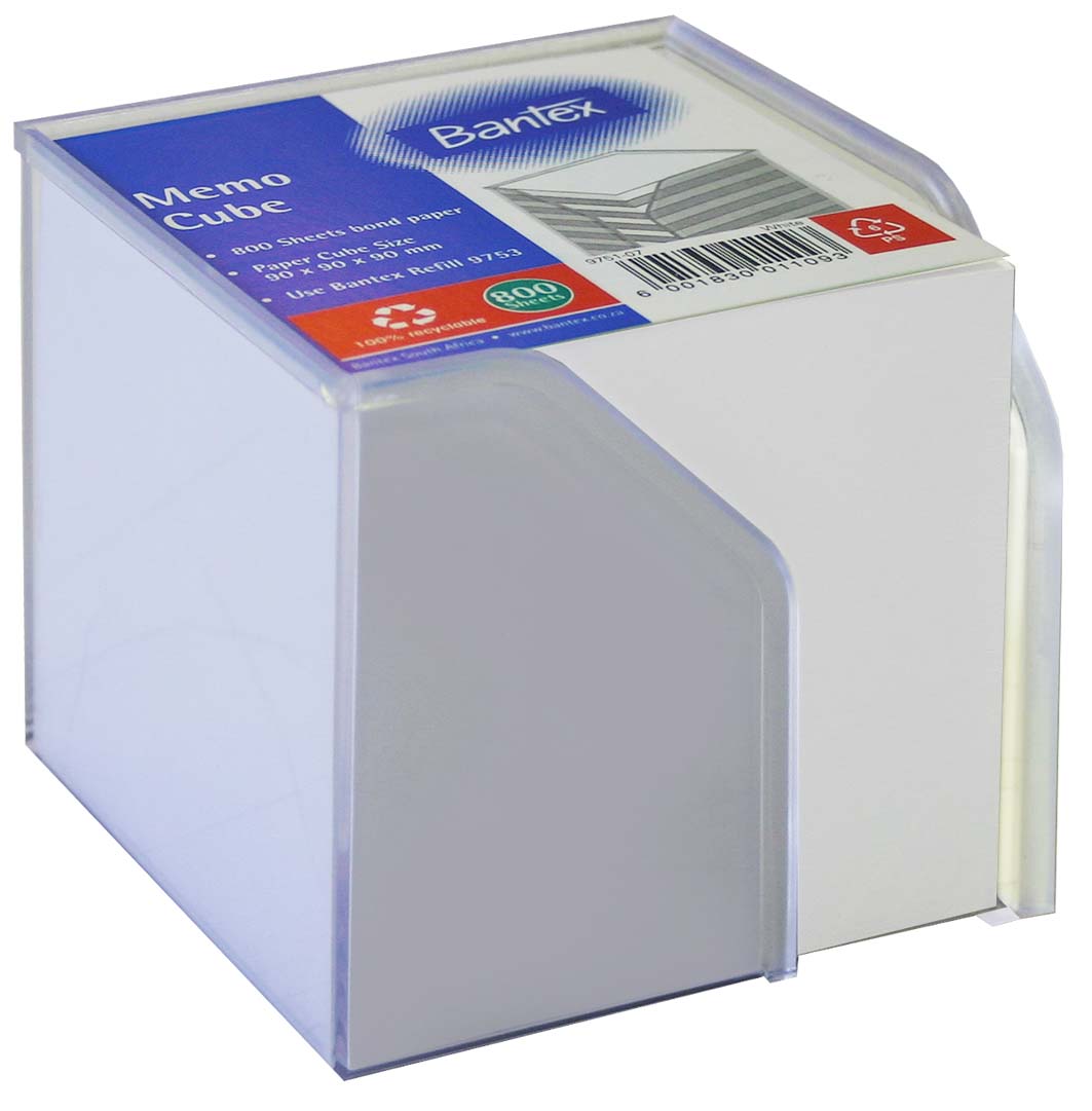Bantex Full Memo Cube and Refills White 90mmx90mm - Image 1