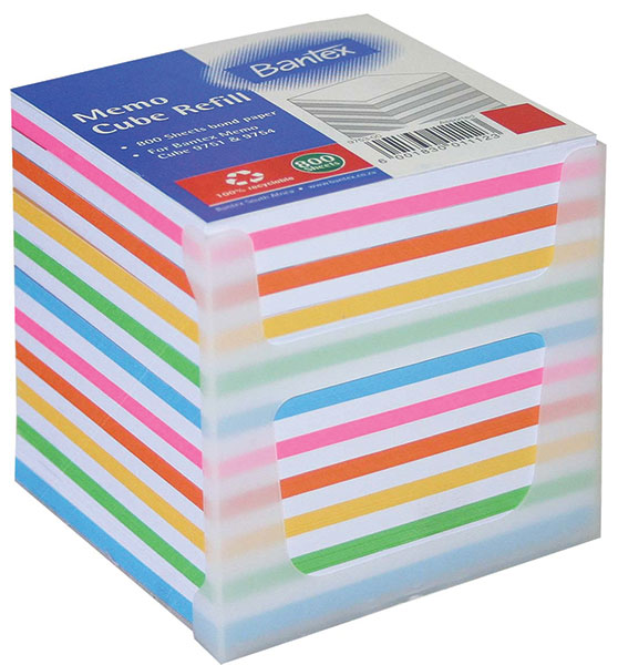 Bantex Full Memo Cube and Refills Rainbow 90mmx90mm