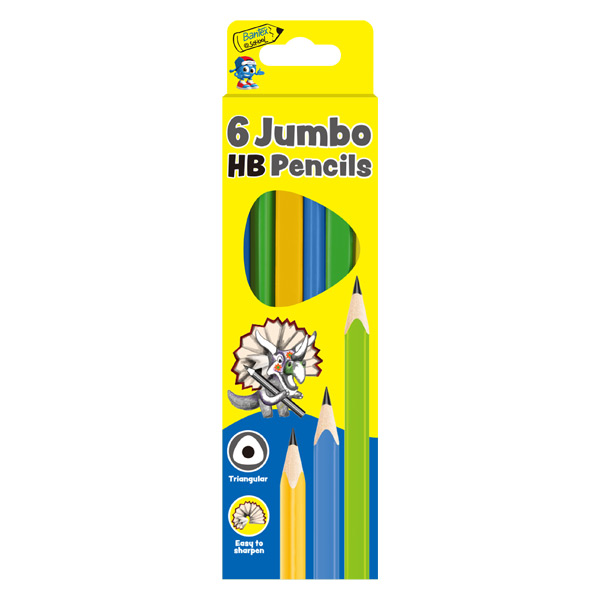 Bantex Triangular Jumbo Pencils Assorted 6 Pack 5.0mm