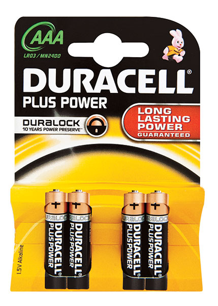 Duracell  Plus Power Alkaline Batteries AAA 4 Pack