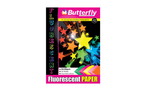 Butterfly 80gsm Paper Pads A4 Fluorescent 50 Pack A4 50