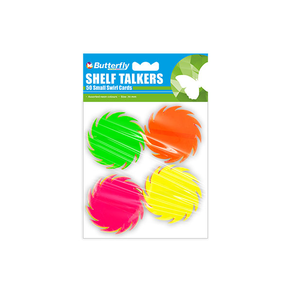 Butterfly Fluorescent Hi-glo Shelf Talkers Swirls 70x70mm Assorted