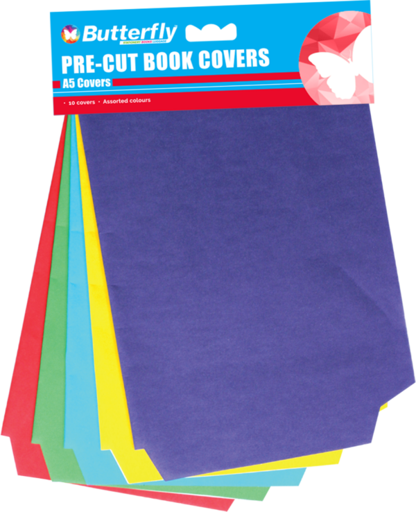 Butterfly 80gsm Pre-cut Paper Book Covers A5 Bright 10 Pack