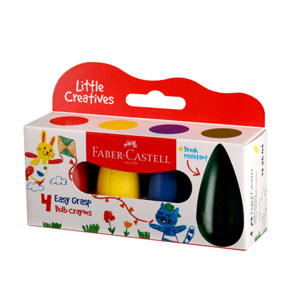 Faber-Castell Easy Grasp Wax Crayons Assorted 4 Pack