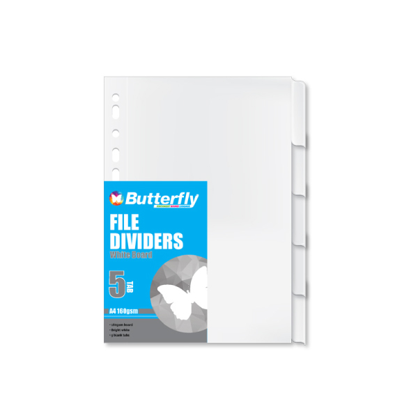 Meeco A4 Board Dividers Pack Size White