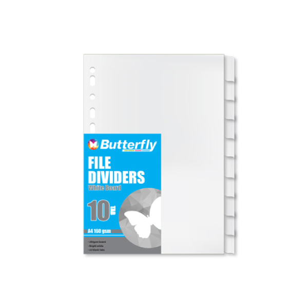 Meeco A4 Board Dividers Pack Size White