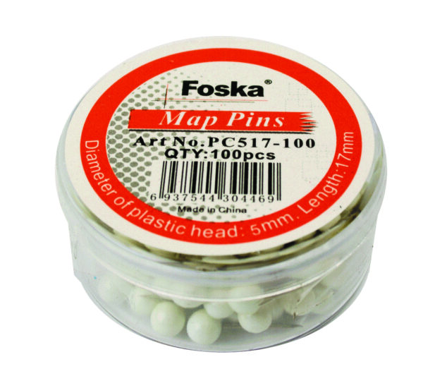Foska Map Pins White 100 Pack