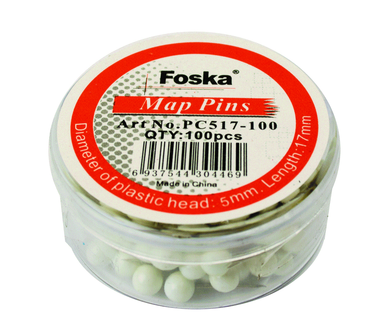 Foska Map Pins White 100 Pack - Image 1