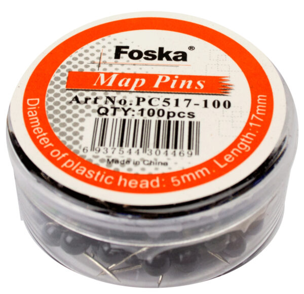 Foska Map Pins Black 100 Pack