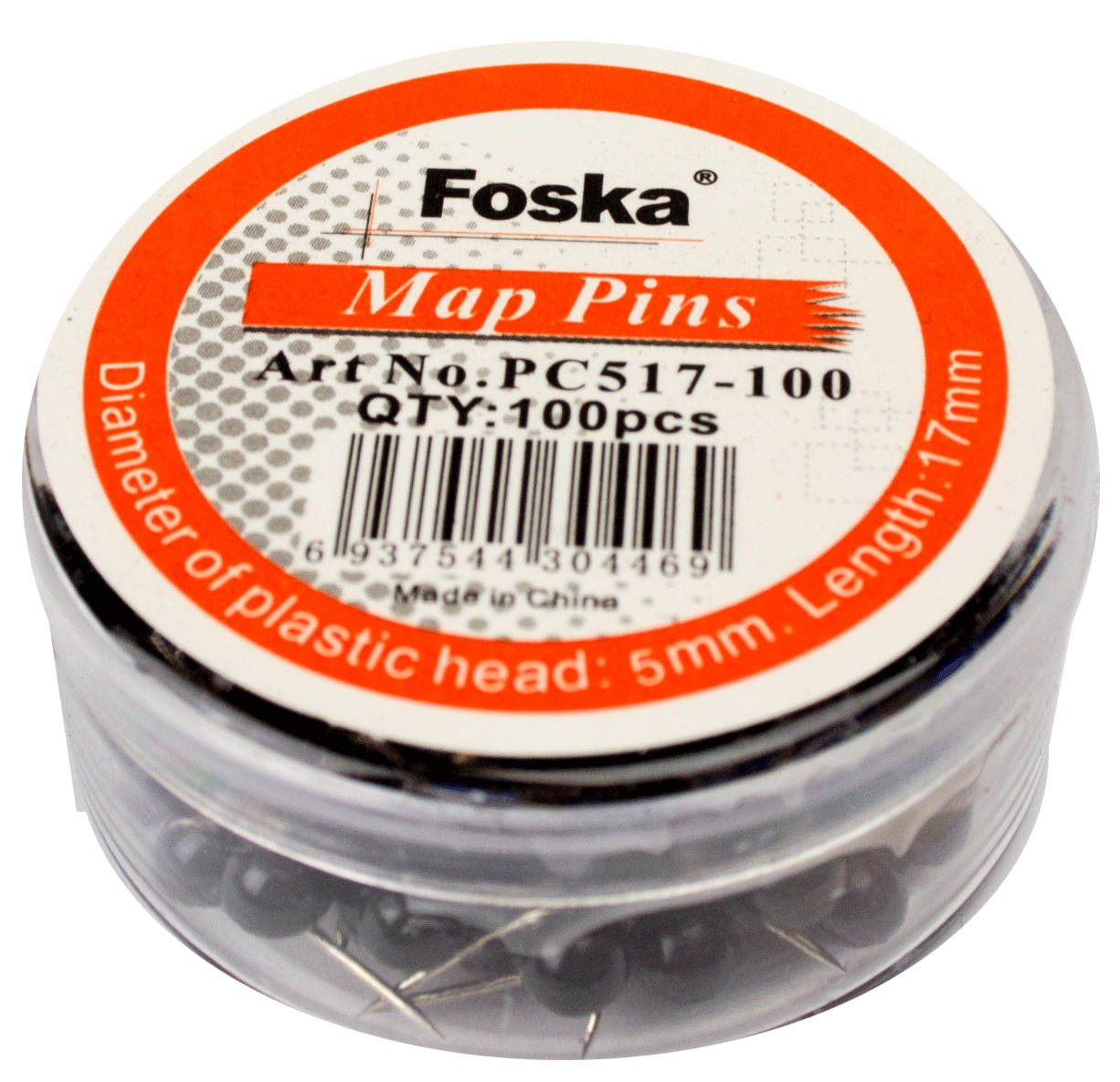 Foska Map Pins Black 100 Pack - Image 1