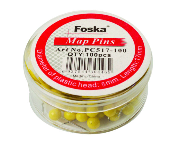 Foska Map Pins Yellow 100 Pack