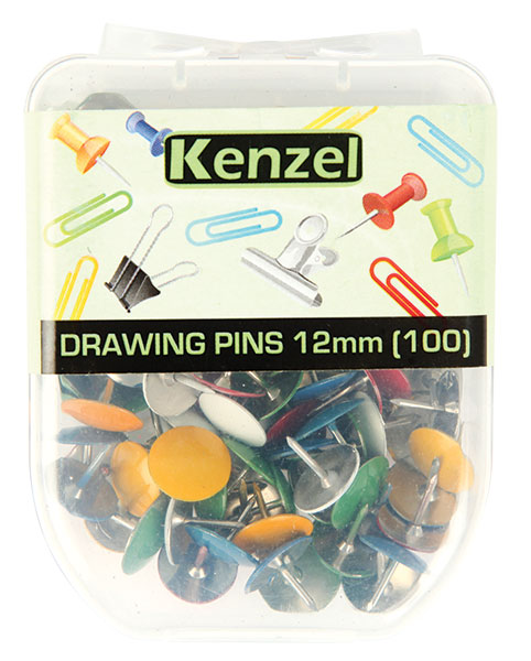 Kenzel Drawing Pins/thumb Tacks Assorted 100 Pack