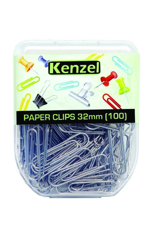 Kenzel Paper Clips Silver 100 Pack 32mm