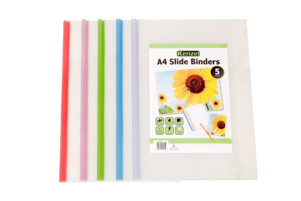 Kenzel Covers With Slide Binders A4 Assorted 5 Pack