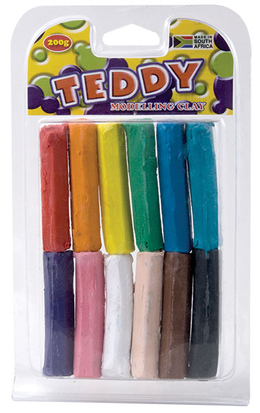 Teddy Modelling Clay Assorted 12 Pack 200g